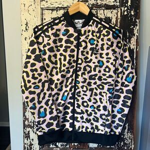 Adidas Multicolor Animal Print Jacket Youth XL or women’s Small.